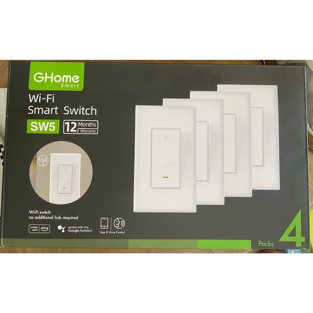 New! GHome Smart Switch, SW5 App & Voice Control, 4 Pack